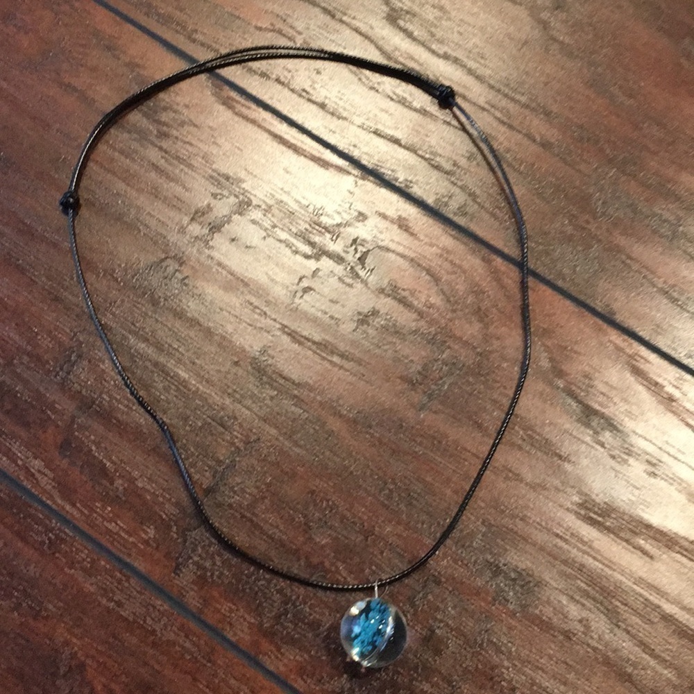 Boho  Dried Flower Glass Ball Necklace jewelry … - Picture 2 of 5
